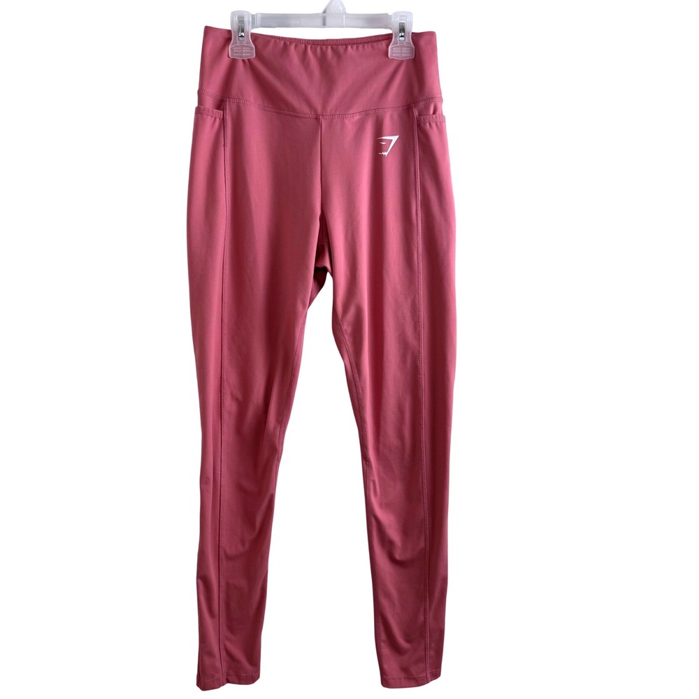 Gymshark High Waisted Pocket Leggings Medium Pink Athleisure Workout‎ Yoga